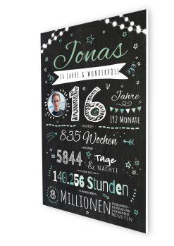 Meilensteintafel Chalkboard Geschenk 16. Geburtstag Personalisiert Teenager Junge Mädchen Geburtstagstafel Happy Lights06
