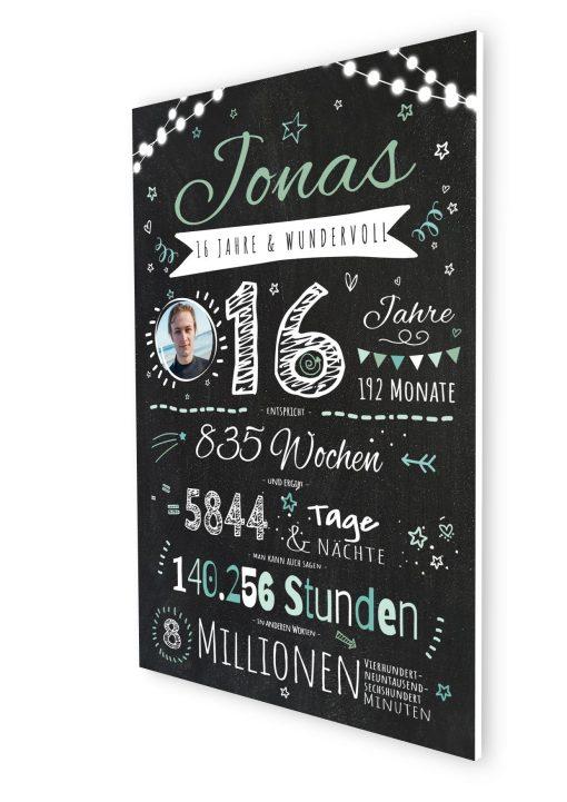 Meilensteintafel Chalkboard Geschenk 16. Geburtstag Personalisiert Teenager Junge Mädchen Geburtstagstafel Happy Lights06