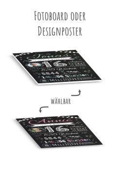 Meilensteintafel Chalkboard Geschenk 16. Geburtstag Personalisiert Teenager Junge Mädchen Geburtstagstafel Happy Lights12