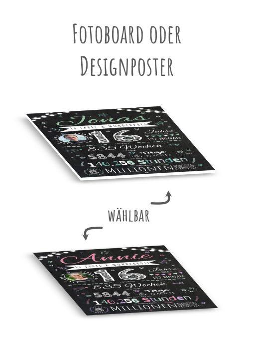 Meilensteintafel Chalkboard Geschenk 16. Geburtstag Personalisiert Teenager Junge Mädchen Geburtstagstafel Happy Lights12