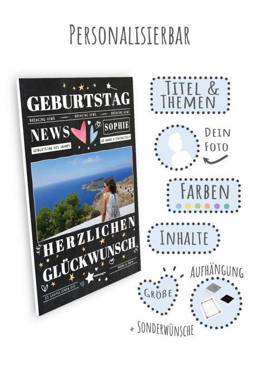 Meilensteintafel Chalkboard Geschenk 20. Geburtstag Personalisiert Mann Frau Geburtstagstafel News09