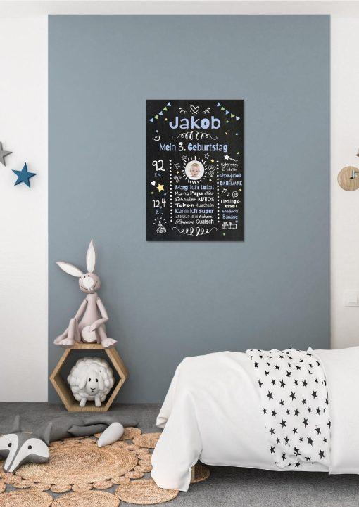 Meilensteintafel Chalkboard Geschenk 3. Geburtstag Personalisiert Geburtstagstafel Mädchen Junge01