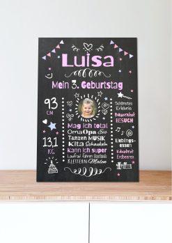 Meilensteintafel Chalkboard Geschenk 3. Geburtstag Personalisiert Geburtstagstafel Mädchen Junge05