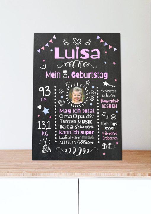 Meilensteintafel Chalkboard Geschenk 3. Geburtstag Personalisiert Geburtstagstafel Mädchen Junge05