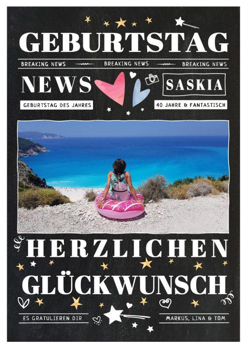 Meilensteintafel Chalkboard Geschenk 40. Geburtstag Personalisiert Mann Frau Geburtstagstafel News