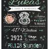 Meilensteintafel Chalkboard Geschenk 8. Geburtstag Personalisiert Junge Mädchen Geburtstagstafel Happy Lights Grün