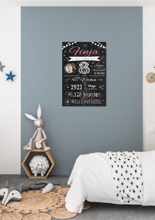 Meilensteintafel Chalkboard Geschenk 8. Geburtstag Personalisiert Junge Mädchen Geburtstagstafel Happy Lights01