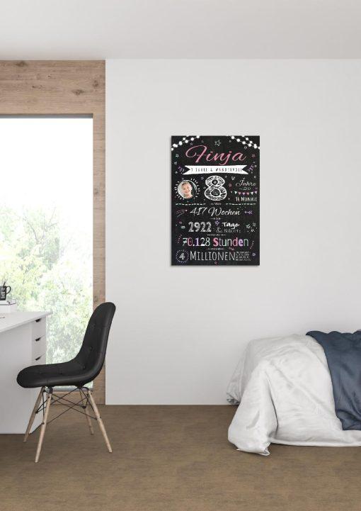 Meilensteintafel Chalkboard Geschenk 8. Geburtstag Personalisiert Junge Mädchen Geburtstagstafel Happy Lights03