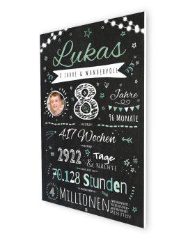Meilensteintafel Chalkboard Geschenk 8. Geburtstag Personalisiert Junge Mädchen Geburtstagstafel Happy Lights06