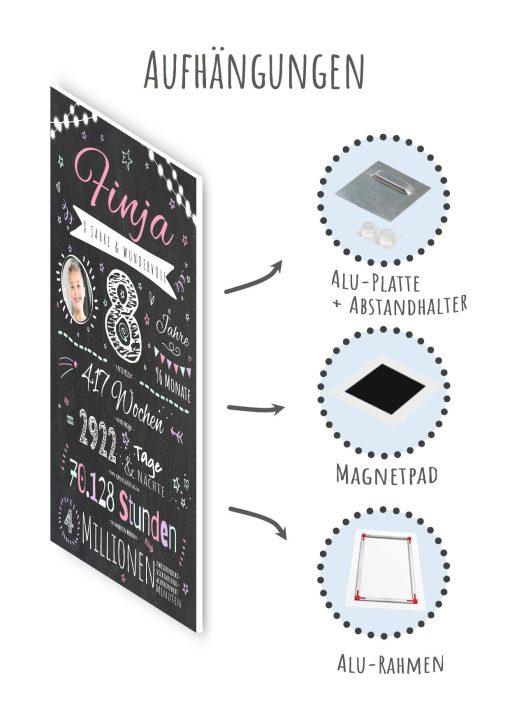 Meilensteintafel Chalkboard Geschenk 8. Geburtstag Personalisiert Junge Mädchen Geburtstagstafel Happy Lights09
