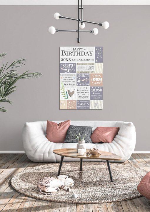 Meilensteintafel Chalkboard Geschenk 30. Geburtstag Personalisiert Geburtstagstafel Frau Mann Pastell04