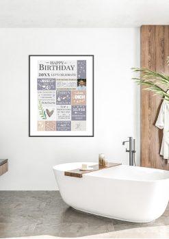Meilensteintafel Chalkboard Geschenk 30. Geburtstag Personalisiert Geburtstagstafel Frau Mann Pastell05