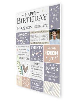 Meilensteintafel Chalkboard Geschenk 30. Geburtstag Personalisiert Geburtstagstafel Frau Mann Pastell07