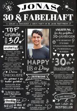 Meilensteintafel Chalkboard Geschenk 30. Geburtstag Personalisiert Zeitung Jahrgangsposter Geburtstagsposter Frau Mann Zeitreise Chalk 1