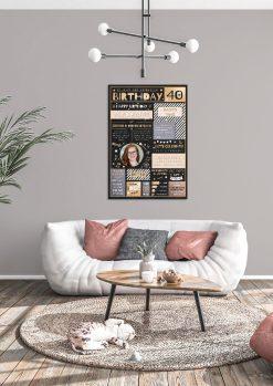 Meilensteintafel Chalkboard Geschenk 40. Geburtstag Personalisiert Geburtstagstafel Mann Frau Eleganz Rose04