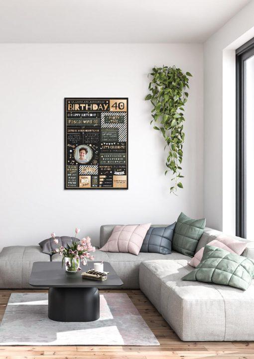 Meilensteintafel Chalkboard Geschenk 40. Geburtstag Personalisiert Geburtstagstafel Mann Frau Eleganz01