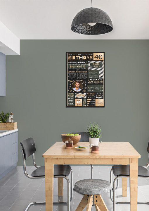 Meilensteintafel Chalkboard Geschenk 40. Geburtstag Personalisiert Geburtstagstafel Mann Frau Eleganz02