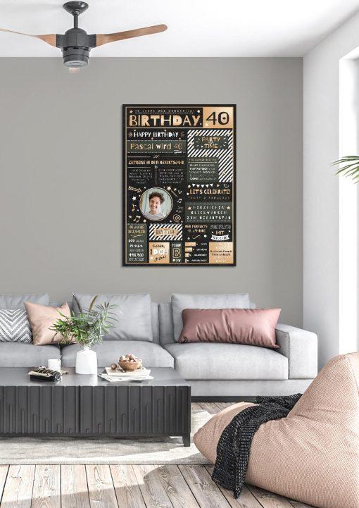 Meilensteintafel Chalkboard Geschenk 40. Geburtstag Personalisiert Geburtstagstafel Mann Frau Eleganz03