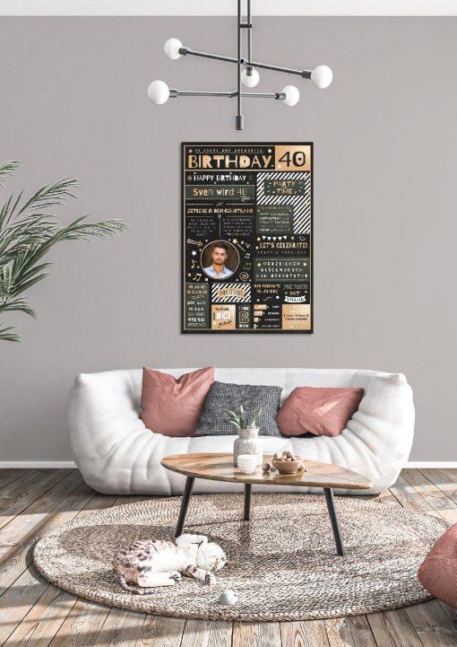 Meilensteintafel Chalkboard Geschenk 40. Geburtstag Personalisiert Geburtstagstafel Mann Frau Eleganz04