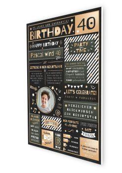 Meilensteintafel Chalkboard Geschenk 40. Geburtstag Personalisiert Geburtstagstafel Mann Frau Eleganz07