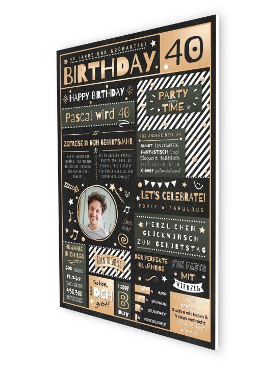 Meilensteintafel Chalkboard Geschenk 40. Geburtstag Personalisiert Geburtstagstafel Mann Frau Eleganz07