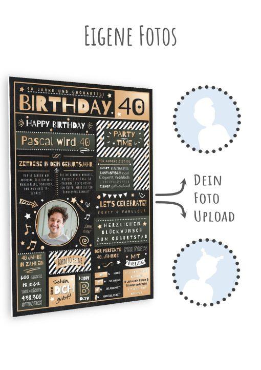 Meilensteintafel Chalkboard Geschenk 40. Geburtstag Personalisiert Geburtstagstafel Mann Frau Eleganz11
