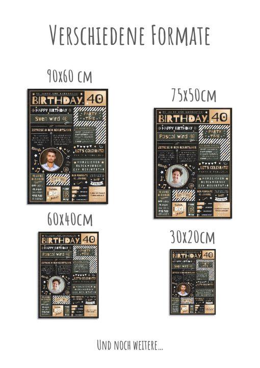 Meilensteintafel Chalkboard Geschenk 40. Geburtstag Personalisiert Geburtstagstafel Mann Frau Eleganz12