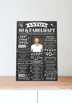 Meilensteintafel Chalkboard Geschenk 40. Geburtstag Personalisiert Zeitung Jahrgangsposter Geburtstagsposter Mann Frau Zeitreise06