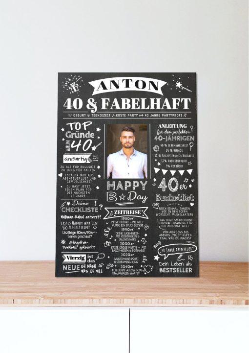 Meilensteintafel Chalkboard Geschenk 40. Geburtstag Personalisiert Zeitung Jahrgangsposter Geburtstagsposter Mann Frau Zeitreise06