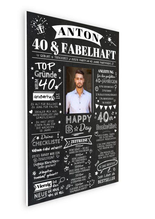 Meilensteintafel Chalkboard Geschenk 40. Geburtstag Personalisiert Zeitung Jahrgangsposter Geburtstagsposter Mann Frau Zeitreise08