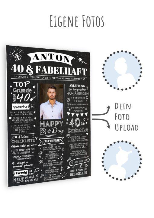 Meilensteintafel Chalkboard Geschenk 40. Geburtstag Personalisiert Zeitung Jahrgangsposter Geburtstagsposter Mann Frau Zeitreise11