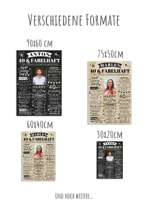 Meilensteintafel Chalkboard Geschenk 40. Geburtstag Personalisiert Zeitung Jahrgangsposter Geburtstagsposter Mann Frau Zeitreise12