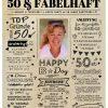 Meilensteintafel Chalkboard Geschenk 50. Geburtstag Personalisiert Zeitung Jahrgangsposter Geburtstagsposter Frau Mann Zeitreise