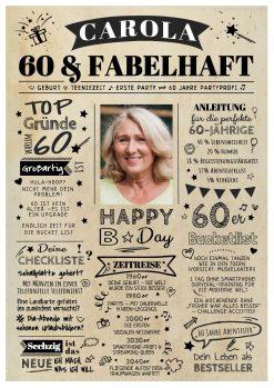 Meilensteintafel Chalkboard Geschenk 60. Geburtstag Personalisiert Zeitung Jahrgangsposter Geburtstagsposter Frau Mann Zeitreise
