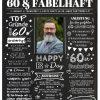 Meilensteintafel Chalkboard Geschenk 60. Geburtstag Personalisiert Zeitung Jahrgangsposter Geburtstagsposter Frau Mann Zeitreise Chalk