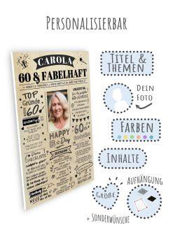 Meilensteintafel Chalkboard Geschenk 60. Geburtstag Personalisiert Zeitung Jahrgangsposter Geburtstagsposter Mann Frau Zeitreise09