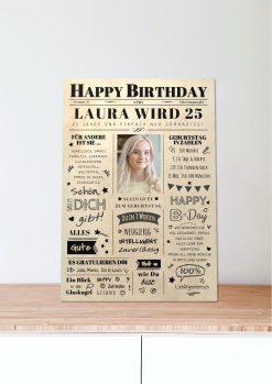 Meilensteintafel Chalkboard Geschenk 25. Geburtstag Zeitung Geburtstagsposter Jahrgangsposter Personalisiert Frau Mann Happy Birthday06