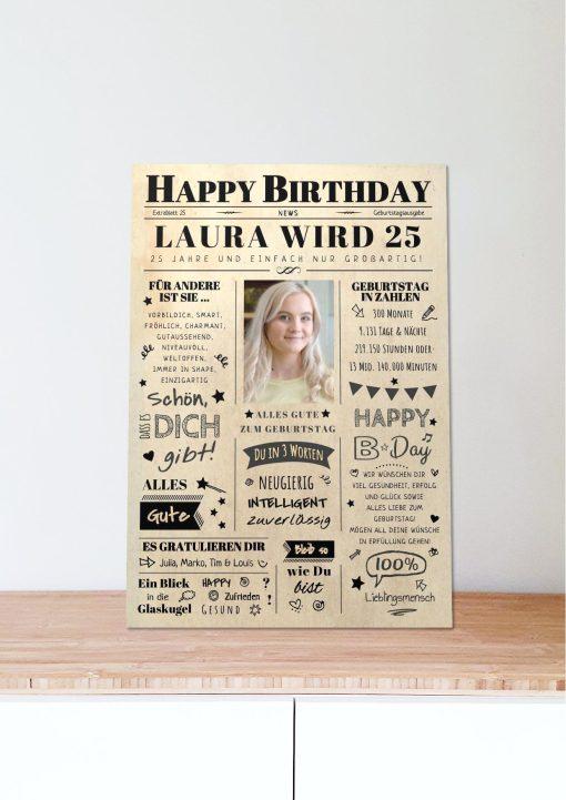 Meilensteintafel Chalkboard Geschenk 25. Geburtstag Zeitung Geburtstagsposter Jahrgangsposter Personalisiert Frau Mann Happy Birthday06