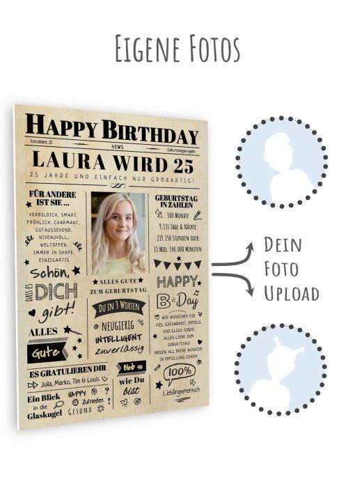 Meilensteintafel Chalkboard Geschenk 25. Geburtstag Zeitung Geburtstagsposter Jahrgangsposter Personalisiert Frau Mann Happy Birthday11