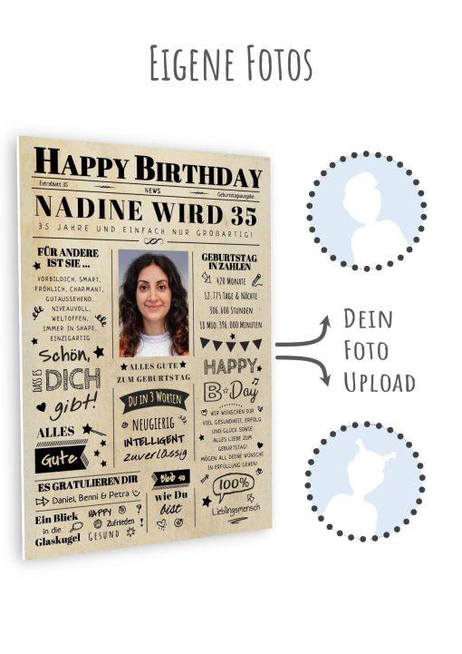 Meilensteintafel Chalkboard Geschenk 35. Geburtstag Zeitung Geburtstagsposter Jahrgangsposter Personalisiert Frau Mann Happy Birthday11