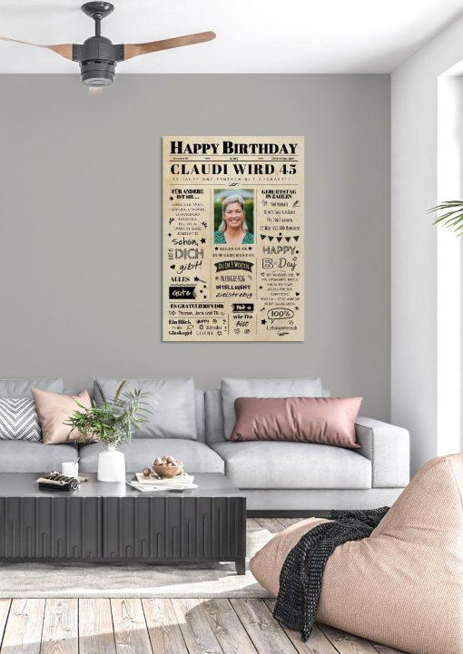 Meilensteintafel Chalkboard Geschenk 45. Geburtstag Zeitung Geburtstagsposter Jahrgangsposter Personalisiert Frau Mann Happy Birthday03