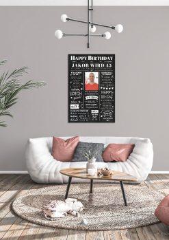 Meilensteintafel Chalkboard Geschenk 45. Geburtstag Zeitung Geburtstagsposter Jahrgangsposter Personalisiert Frau Mann Happy Birthday04
