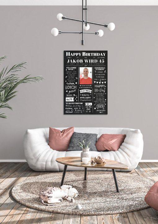 Meilensteintafel Chalkboard Geschenk 45. Geburtstag Zeitung Geburtstagsposter Jahrgangsposter Personalisiert Frau Mann Happy Birthday04