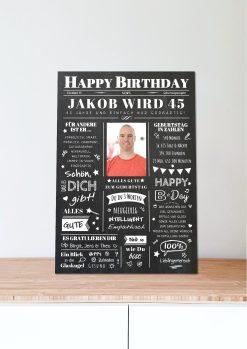 Meilensteintafel Chalkboard Geschenk 45. Geburtstag Zeitung Geburtstagsposter Jahrgangsposter Personalisiert Frau Mann Happy Birthday06