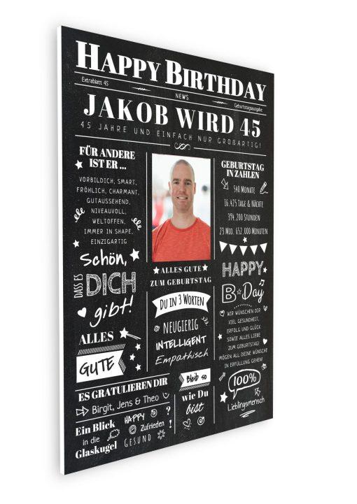 Meilensteintafel Chalkboard Geschenk 45. Geburtstag Zeitung Geburtstagsposter Jahrgangsposter Personalisiert Frau Mann Happy Birthday08