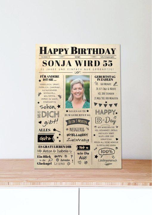 Meilensteintafel Chalkboard Geschenk 55. Geburtstag Zeitung Geburtstagsposter Jahrgangsposter Personalisiert Frau Mann Happy Birthday06