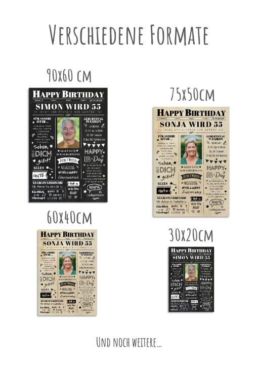 Meilensteintafel Chalkboard Geschenk 55. Geburtstag Zeitung Geburtstagsposter Jahrgangsposter Personalisiert Frau Mann Happy Birthday12