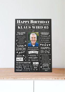 Meilensteintafel Chalkboard Geschenk 65. Geburtstag Zeitung Geburtstagsposter Jahrgangsposter Personalisiert Frau Mann Happy Birthday06