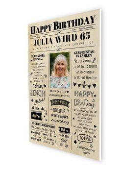 Meilensteintafel Chalkboard Geschenk 65. Geburtstag Zeitung Geburtstagsposter Jahrgangsposter Personalisiert Frau Mann Happy Birthday07