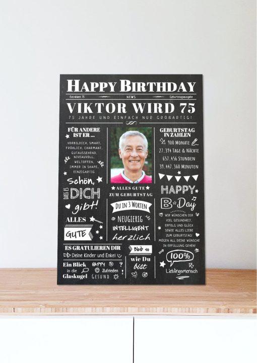 Meilensteintafel Chalkboard Geschenk 70. Geburtstag Zeitung Geburtstagsposter Jahrgangsposter Personalisiert Frau Mann Happy Birthday06